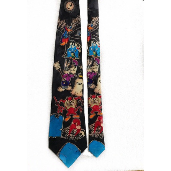 Looney Tunes Mania Halloween Ghost Devil Cartoon Rip Novelty Tie Necktie - Picture 2 of 7